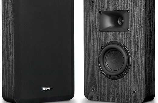 Saiyin On-Wall Speakers (Pair) Compact,Flexible Wall-Mountable Surround Speakers,Slim MDF Cabinet,4 Ohms,3.5-Inch Woofer with Horn Tweeter,2-Way Passive Speakers for Home Theater, Living Room,Office