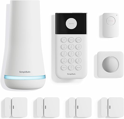 SimpliSafe 8 Piece Wireless Home Security System - Optional 24/7 Professional Monitoring - No Contract - Compatible with Alexa and Google Assistant , White