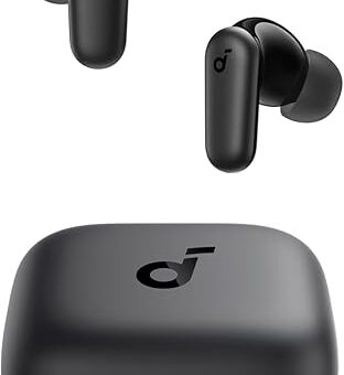 Soundcore P30i by Anker Noise Cancelling Earbuds, Strong and Smart Noise Cancelling, Powerful Bass, 45H Playtime, 2-in-1 Case and Phone Stand, IP54, Wireless Earbuds, Bluetooth 5.4 (Black)