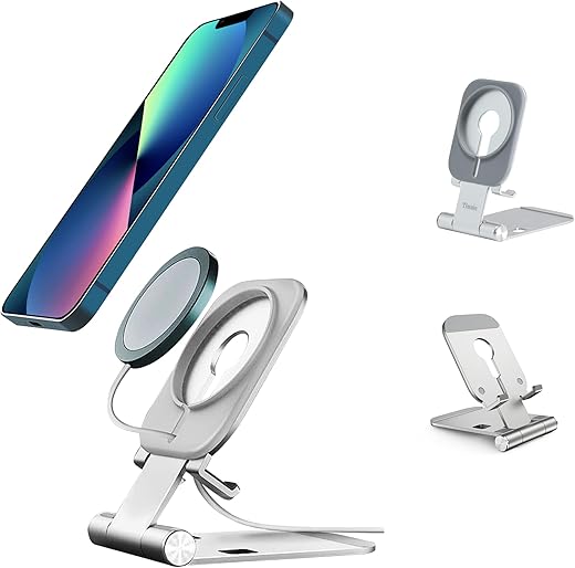 Stand for MagSafe Charger, Tablet Holder, Foldable Phone Charging Dock for Desk, Reversible Cradle for iPhone 13/12 and All Smartphone (MagSafe Charger Not Included)