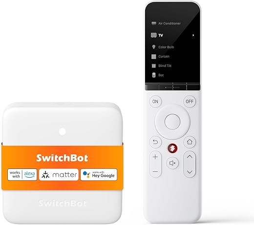 SwitchBot Universal Remote Control with Hub Mini Matter Enabled, Multi-use Smart Remote with Customize App, Control 25 IR/Bluetooth Devices and 10 Scenes, Compatible with TV/AC/SwitchBot BLE Devices