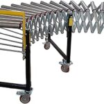 TECHTONGDA Folding Conveyor Roller Stand Retractable Adjustable Length Height 21 Rolls 47.2-118 Inch Length 23.5 Inch Width Stainless Steel