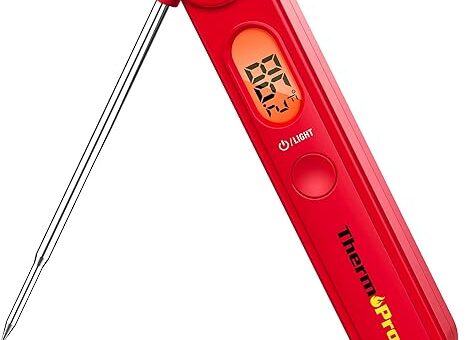 ThermoPro TP03B Digital Meat Thermometer for Cooking, Instant Read Thermometer with Backlight, Kitchen Food Thermometer for Grill Smoker BBQ Oil Deep Fry Candy Bread Coffee with Pop-up Meat Probe