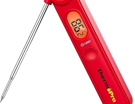 ThermoPro TP03B Digital Meat Thermometer for Cooking, Instant Read Thermometer with Backlight, Kitchen Food Thermometer for Grill Smoker BBQ Oil Deep Fry Candy Bread Coffee with Pop-up Meat Probe