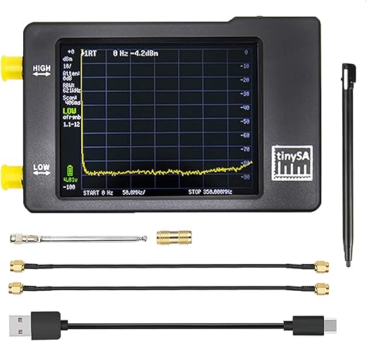 TinySA Spectrum Analyzer, Dearsee Portable Frequency Analyzer 100kHz to 960MHz MF/HF/VHF UHF Input, Signal Generator with 2.8 inch Touch Screen