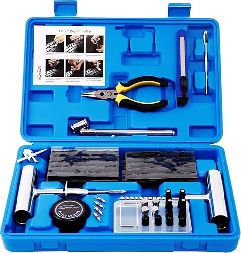 Tire Repair Kit - 68pcs Heavy Duty Tire Plug Kit, Universal Tire Repair Tools to Fix Punctures and Plug Flats Patch Kit for car Motorcycle, Truck, ARB，ATV, Tractor, RV, SUV, Trailer