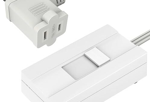 TOPGREENER Table-Top Plug in Dimmer for Table or Floor Lamps, Slide Control, Works with 360 Watt Incandescent/Halogen and 150 Watt Dimmable CFL/LED, Off at Lowest dim, 6ft Cord, TGTTDL300-W, White