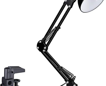 TORCHSTAR Metal Desk Lamp with Clamp, Swing Arm , Architect Adjustable Gooseneck Table Lamp, Clip Desk Lights for Home Office, Work, Study, Reading, E26 Base, Multi-Joint, Black