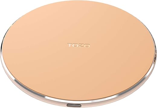 TOZO W1 Wireless Charger, 10W Qi-Certified Charging Pad with Aviation Aluminum Computer Numerical Control Technology Compatible with iPhone 16/16 Plus/16 Pro Max/15 14 13 12 and Samsung Galaxy Series