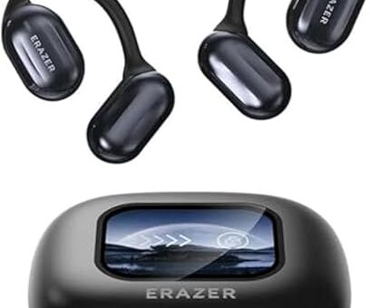 𝗘𝗿𝗮𝘇𝗲𝗿 True Wireless Open Ear Earbuds Bluetooth 5.4 | 𝗘𝗿𝗮𝘇𝗲𝗿 Waterproof Over The Ear Earbuds Xp2 | Intelligent Touch Screen Open Bluetooth Earphones | for Running, Fitness (Black)