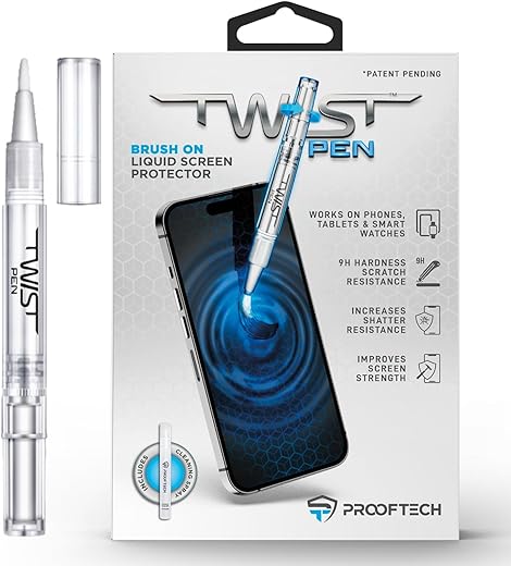 TWIST PEN Liquid Glass Screen Protector for up to 10 Devices - Brush On Scratch and Crack Resistant Nano Protection for All Phones Tablets Smart Watches Universal