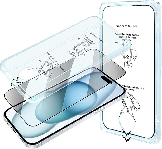 UEEBAI 2 Packs Privacy Screen Protector for iPhone 15 Pro Max 6.7 inch, [Auto-Alignment Kit] [Bubble Free, Auto-Dust Removal] Anti-Spy Bubble Free Easy Installation Full Coverage Tempered Glass Film