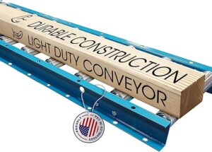 Ultimation Light-Duty Gravity Conveyor with 1.5" Diameter Galvanized Steel Rollers, 24" Wide by 5' Long Steel Frame & 6" Centers, Durability & Versatility in Warehouses, Factories, & DIY Projects