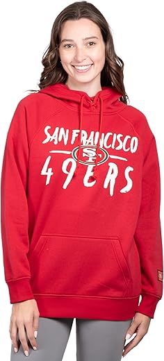 Ultra Game Women's NFL Official Super Soft Tie Neck Hoodie Sweatshirt