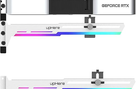 upHere 5V Addressable RGB White Graphics Card GPU Brace Support Video Card Sag Holder,Built-in 5V ARGB Strip,Adjustable Length and Height Support,G276WTARGB