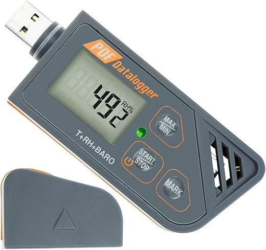 USB Temperature Data Logger Recorder for Temperature Humidity and Atmospheric Pressure, IP65 Waterproof Temperature Logger with PDF and CSV Reports High Accuracy