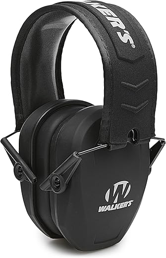 Walker's Razor Slim Passive Earmuff - Ultra Low-Profile Earcups - Black