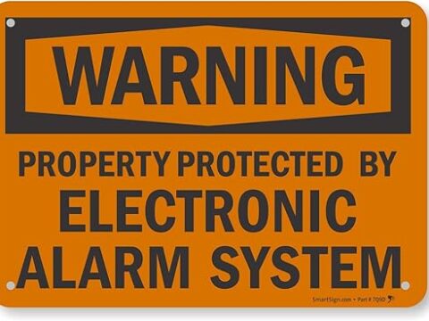 "Warning - Property Protected by Electronic Alarm System" Sign by SmartSign | 7" x 10" Aluminum