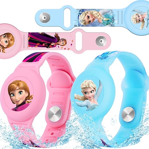 Waterproof AirTag Bracelet for Kids [2 Pack], Cute Cartoon Air Tag Holder for Kids with Soft Silicone Full Coverage, Anti-Lost Hidden Airtag Watch Band Accessories for Child