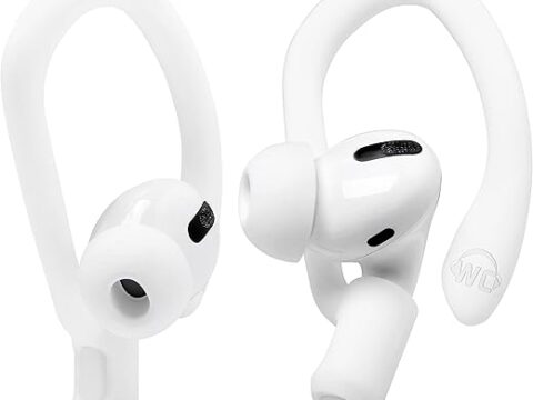 WC HookZ - Patented Upgraded Over Ear Hooks for AirPods Pro 1, 2 & AirPods 1, 2 & 3- Two Size Pairs Included in Package, Unique Left & Right Hook, Made by Wicked Cushions | Winter White