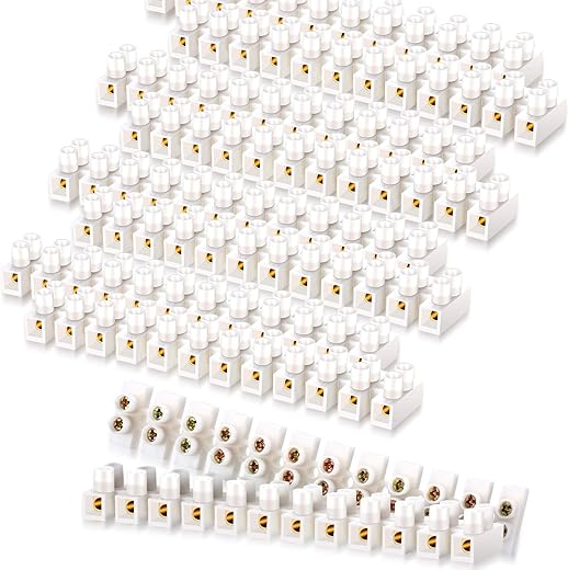 Weewooday 20 Pieces Terminal Block White Screw Terminal Connector Dual Row Electric Barrier Block 12-Position Terminal Strip, 10 Amp 380 V