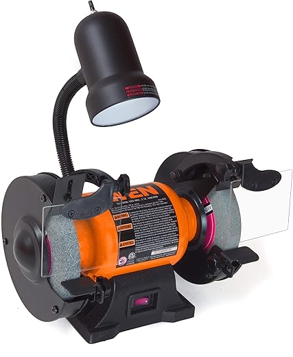 WEN BG4276 2.1-Amp 6-Inch Single Speed Bench Grinder with Flexible Work Light, Black,orange