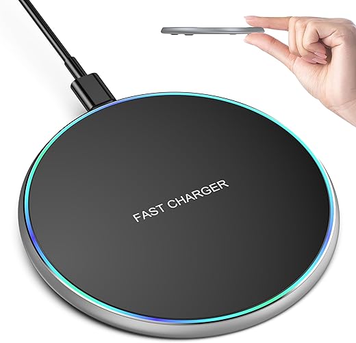 Wireless Charger Compatible with iPhone 16 15 14 13 12 11 Pro Max/Mini/Plus/XR/X/8, 15W Max Fast Wireless Charging Pad Mat for Samsung Galaxy S23/S22/S21/S20/S10, Galaxy Buds