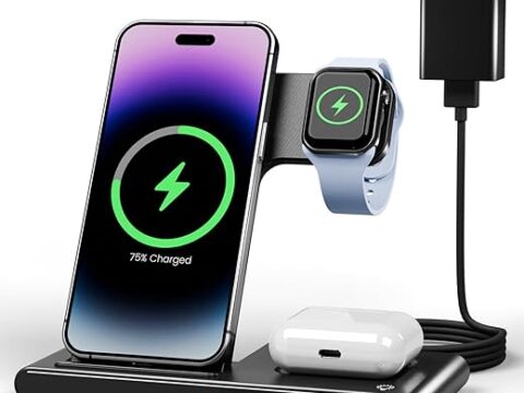 Wireless Charger iPhone Charging Station: 3 in 1 Charger Stand Multiple Devices for Apple - iPhone 16 15 14 Pro Max 13 12 11 - Watch 10 9 8 7 6 5 4 3 2 SE and Ultra Series - Airpods 4 3 2 Pro