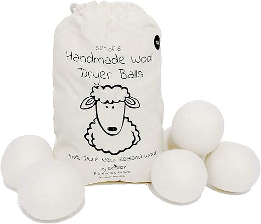 Wool Dryer Balls XL 6-Pack - 100% Pure New Zealand Wool, Ecoigy Natural Fabric Softener, Reduces Wrinkles & Drying Time, Ideal for Essential Oils, Dryer Sheets Alternative,Dryer Balls Laundry Reusable