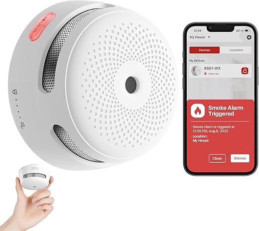 X-Sense Smart Smoke Detector Fire Alarm with Replaceable Battery, Wi-Fi Smoke Detector, Real-Time App Notifications, XS01-WX, 1-Pack