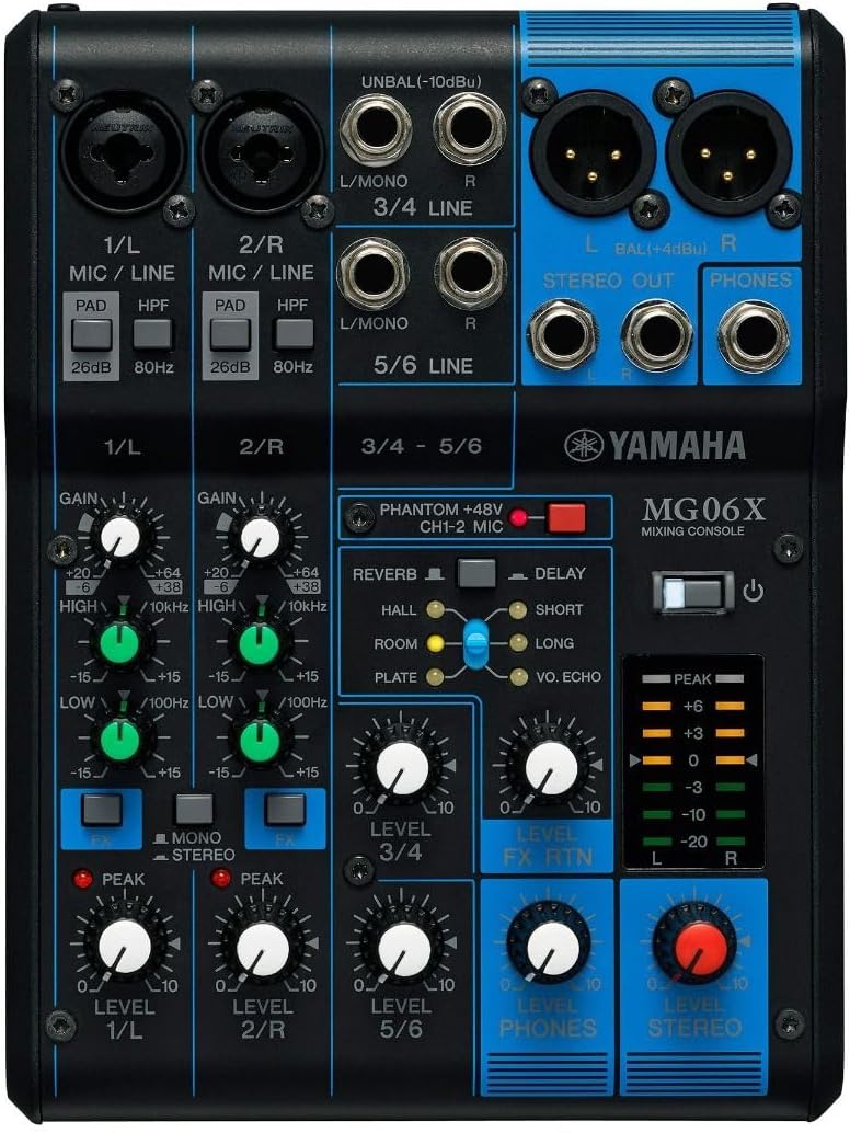 YAMAHA MG06X 6-Input Compact Stereo Mixer with Effects