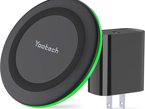 yootech Wireless Charger, 10W Max Wireless Charging Pad with Quick Adapter, Compatible with iPhone 16/16 Plus/16 Pro Max/15/14/13/SE 2022/12/11/X/8,Samsung Galaxy S22/S21/S20, for AirPods Pro 2