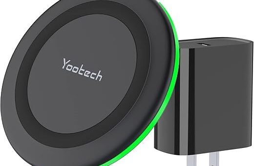 yootech Wireless Charger, 10W Max Wireless Charging Pad with Quick Adapter, Compatible with iPhone 16/16 Plus/16 Pro Max/15/14/13/SE 2022/12/11/X/8,Samsung Galaxy S22/S21/S20, for AirPods Pro 2