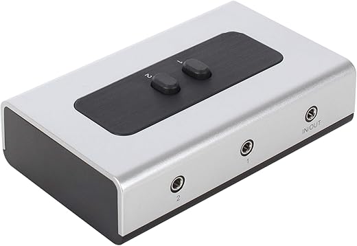 2 Port 3.5mm Stereo Manual Switch Box AUX Audio Speaker selector(Wall Mount Hole Built-in, Wall or Table Available)