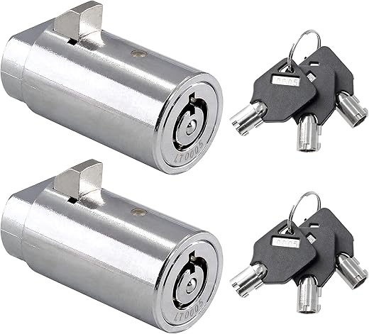 2 Set Vending Machine Lock and Key (Keyed Alike), High Security Tubular Keyway Soda Machine Locks