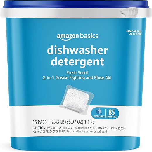 Amazon Basics Dishwasher Detergent Pacs, Fresh Scent, 85 Count (Previously Solimo)