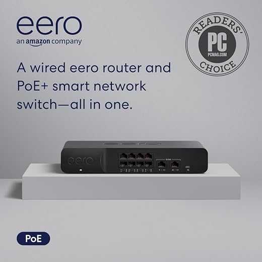 Amazon eero PoE Gateway - 10-port eero router and PoE switch (Two 10 GbE ports, eight 2.5 GbE PoE ports)