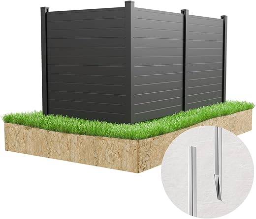 Black Air Conditioner Fence, 48" W X 48" H Vinyl Privacy Fence Screen 3 Panels Pool Equipment Fence Enclosure Trash Can Fence Outside Garbage Can Enclosure Fence