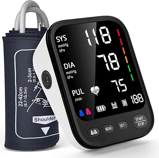 Blood Pressure Machine, Automatic Upper Arm Blood Pressure Monitor with 2x199 readout, 4.5 inch Backlit Large Screen Adjustable Large Cuff 9 to 17 inches - arrhythmia and Home Hypertension Detector