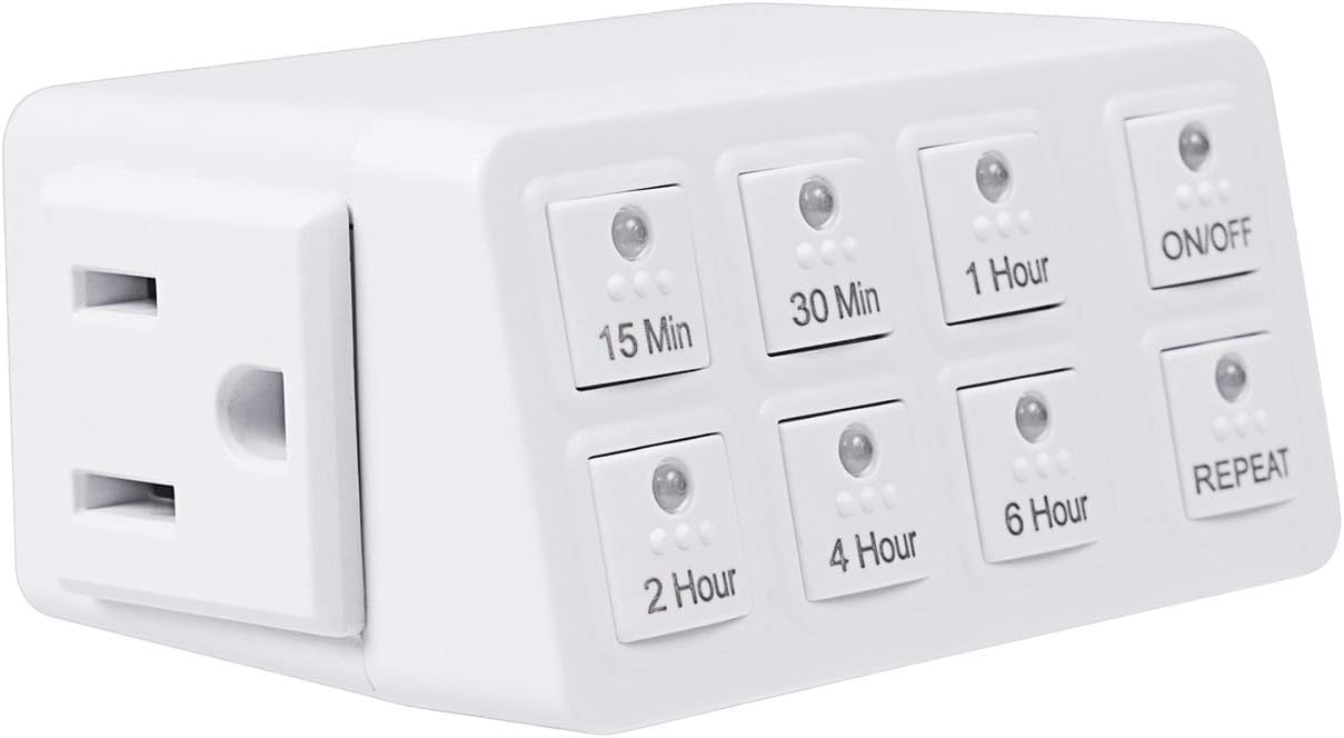 BN-LINK Indoor Countdown Timer with Repeat Function, Heavy Duty Accurate Compact Size for Charger Vacation Security, 3-Prong Grounded Outlet, 15A/1875W ½ HP ETL Listed