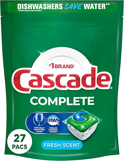 Cascade Complete ActionPacs, Dishwasher Detergent Pods, Fresh, 27 Count