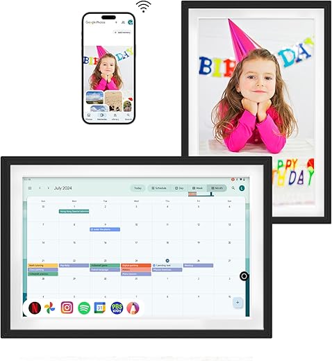 Changing Smart 10.1 Display F10s|Canvas touchscreen丨Google Calendar&HomeHub&Assistant丨Smart TV丨Gift for Family丨Music Frame丨Wireless Kid Artworks Digital Picture Frame (Black Plastic, 10.1 With-Stylus)