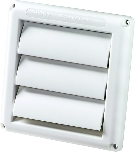 Deflecto Supurr-Vent Louvered Outdoor Dryer Vent Cover, White, 4" Hood (HS4W/18)