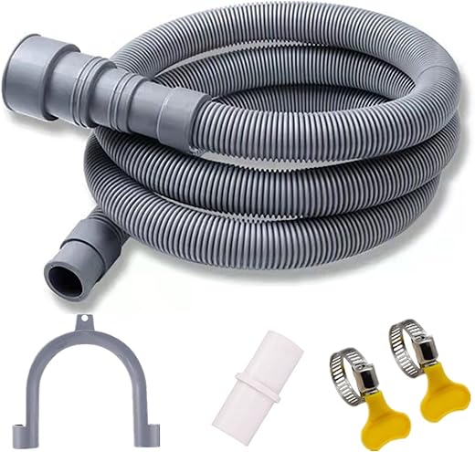 Dishwasher Washing Machine Drain Hose, Universal Drain Hose Extension Kit with Adapter for Washer Dishwasher Kitchen Frigidaire Whirlpool LG Samsung GE, Hose Clamps, U-Bend Holder (6.5 FT)