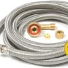 Dishwasher Water Hose Kit (10 FT) - Universal Fit to All Dishwasher Brands - Braided SS Dishwasher Water Supply Line - 3/8" Comp x 3/8" Elbow & All Fittings Included