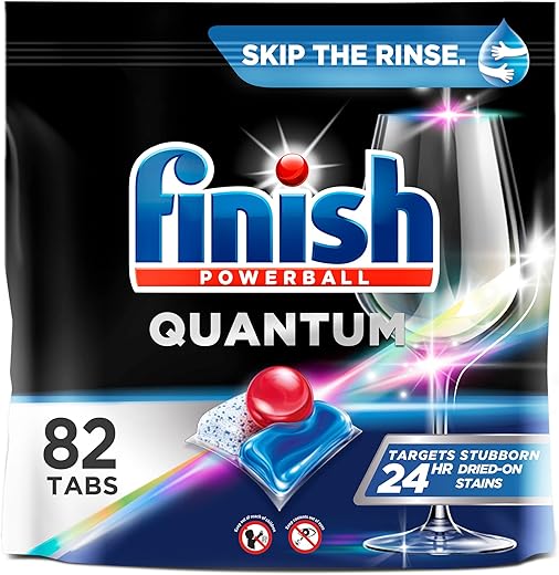 FINISH Quantum Powerball, Dishwasher Pods, Dishwasher Detergent Liquid, Dishwasher Soap, Advanced Clean & Shine, 82ct Dishwasher Tablets