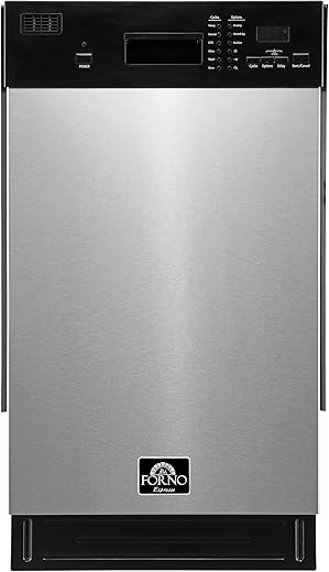 FORNO 18” POLO Dishwasher in Stainless Steel with 8 Place Settings - Kitchen Dishwasher with Front Push Control and 3 Module Basket - Energy Efficient Dishwasher with 6 Wash Program - 52 dBa