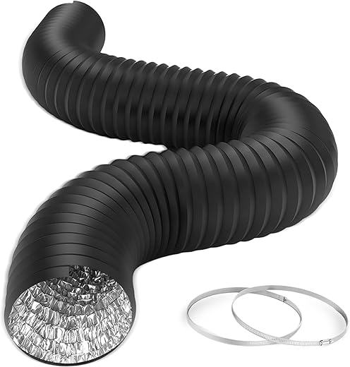 HealSmart 6" 8 Ft Aluminum Ducting Flexible, Heavy-Duty Four-Layer Protection with 2 Duct Clamps, Dryer Vent Hose for Heating Cooling Ventilation and Exhaust Fan