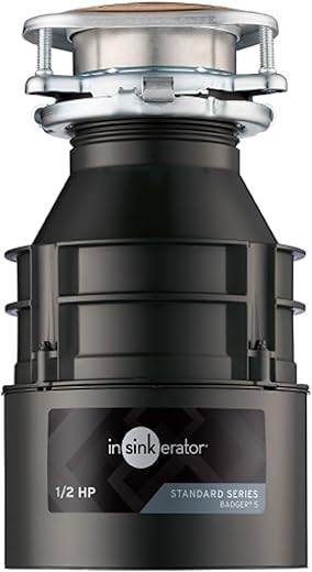 InSinkErator Badger 5 Garbage Disposal, Standard Series 1/2 HP Continuous Feed Food Waste Disposer, Black, Set of 1