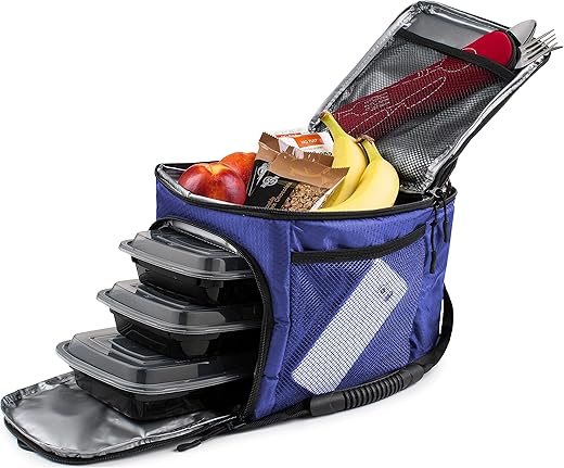 Insulated Meal Management Cooler Bag - Keep Your Meals Hot or Cold On-the-Go: Perfect for Work, Gym, or Travel. (Blue)